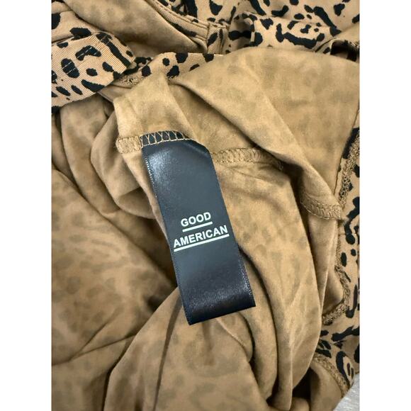 New Good American Wrap Dress Women's Size 1 Small Leopard Print Long Sleeve - Picture 6 of 8